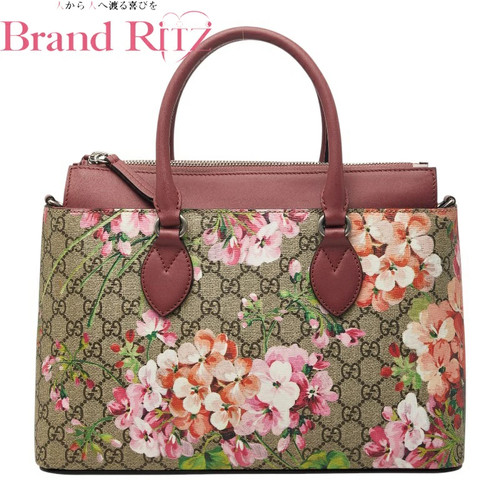 Gucci GG Blooms Handbag 409534 Beige Pink Leather AB condition