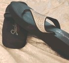 Women's Skechers Sz 10 Wide Yoga Foam Bling Rhinestone Flip Flops Sandals Black — photo 6