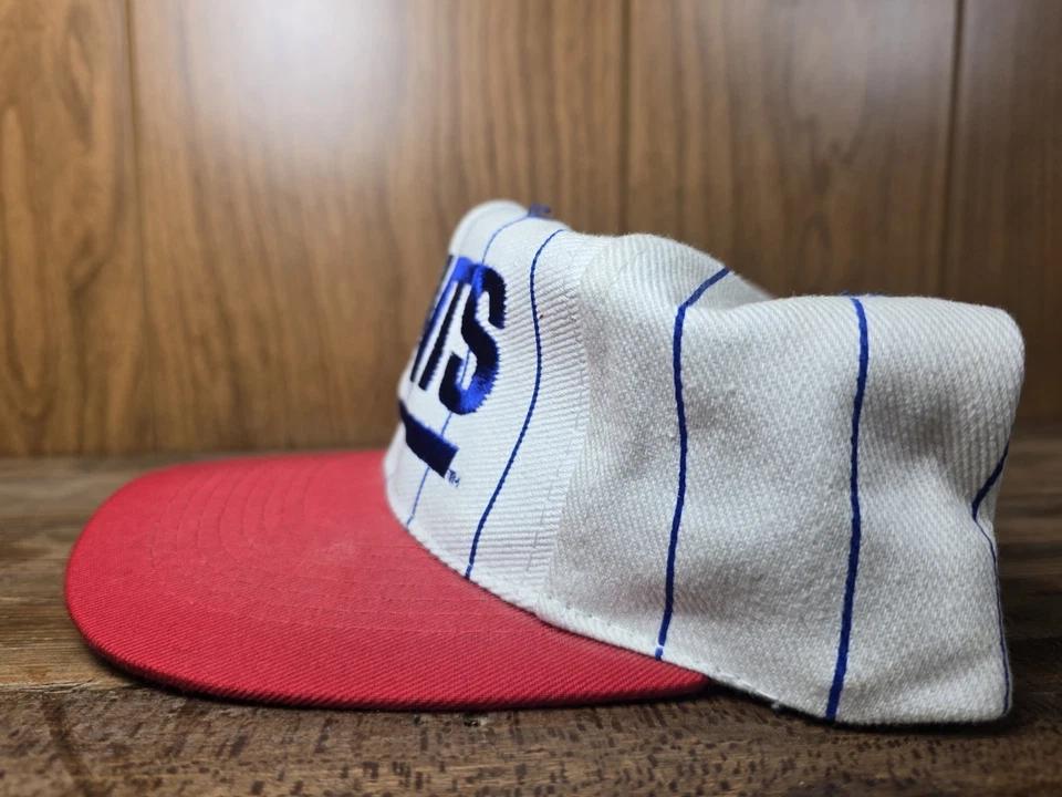 De colección Años 90 NY Giants Snapback Sombrero Equipo NFL Rayas Ala Verde Billete Rojo Foto 2 de 4