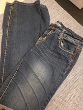 Vintage Y2k Bongo Womens Jeans Size 9 Distressed Hems Embroidered Pockets
