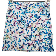 TALBOTS Petite Canvas A-Line Exquisite Butterflies Butterfly Print Skirt Sz 10P