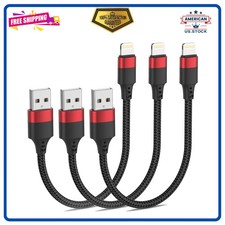 3 Pack 6 Inch USB A to Lightning Cable MFi Certified Braided iPhone Cord 0.5ft