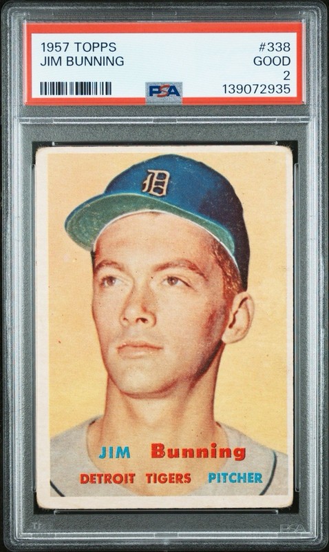 1957 Topps Jim Bunning #338 PSA 2 GOOD Detroit Tigers ~ Vintage HOF Rookie 🚨