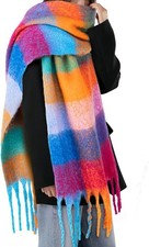 Chunky Scarf for Women Winter - Big Thick Plaid Scarves,Colorful Large Long