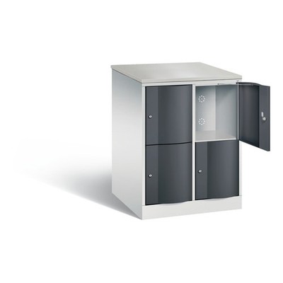 Schließfachschrank, Fächerschrank, Tiefe 740 mm, 4 Fächer, Korpus Lichtgrau
