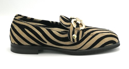 Mocasin De Piel Ante Veleida M09/0 De Rayas Marrón Arena Con Tacón T 2,5cm - Imagen 2 de 4
