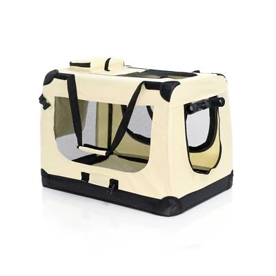 Fudajo Caisse transport pliable Beige Chien Chat L 70x52x50cm Animal domestique - Photo 1/4