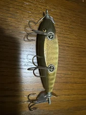 Vintage Fishing Lure, J.C.Higgins Three Treble Hooks Front & Back Spinners, Wood