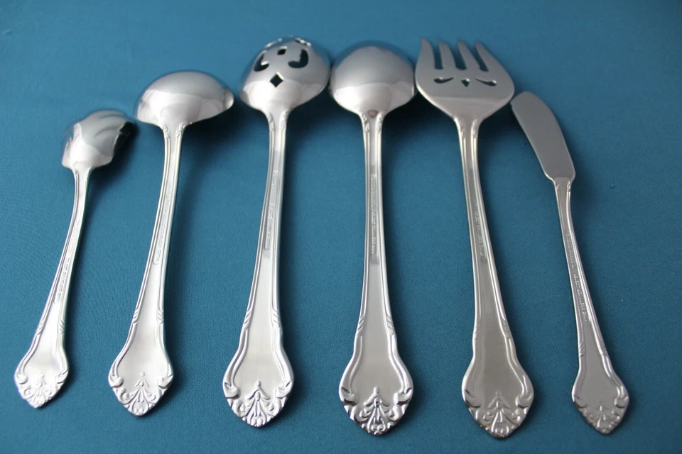 6 件装服务汤匙叉穿孔梯子 Reed Barton Select ELEGANTE 中国新品 — 第 4/4 张图片