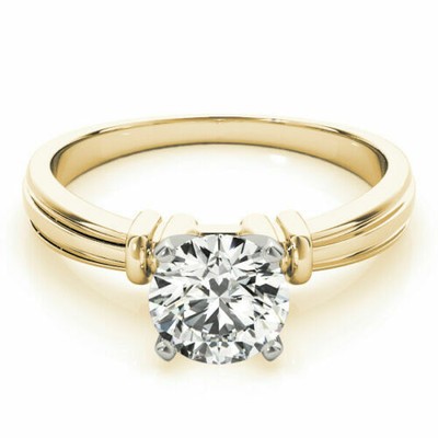 1 Ct Round Solitaire Simulated Diamond Ring 14K Yellow Gold All Ring Sizes