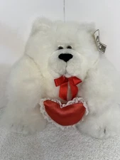 Tagalongs White Bear Red Heart 9 Inch PBC international Stuffed Toy