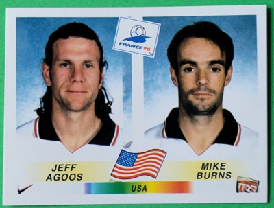Panini Fußball WM 1998 WC 98 Sticker Nr. 411 Jeff Agoos + Mike Burns USA
