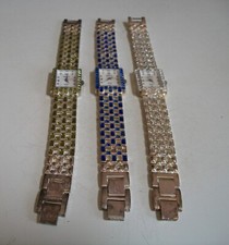 Women's Silver Finish Blue, Clear Green Rhinestone Fashion Dressy Party Watch