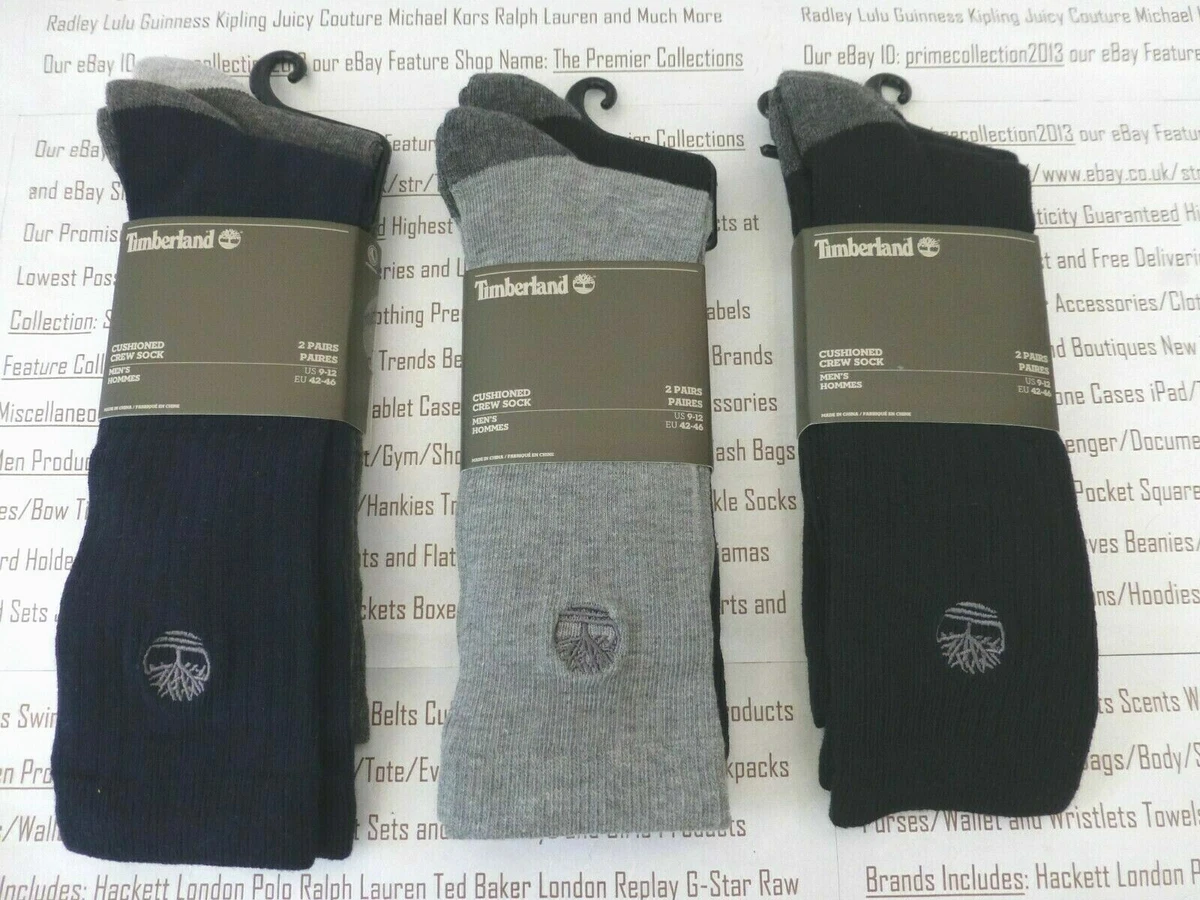 TIMBERLAND Mesh Top Sock Mens 2pk Asst Black UK 6 8.5 Crew Trainer Socks BNIP