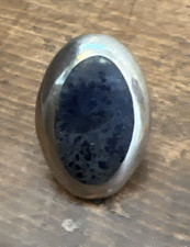 Large Vintage Taxco Mexico JZM Sterling Silver Black Stone Modernist Ring Size 7
