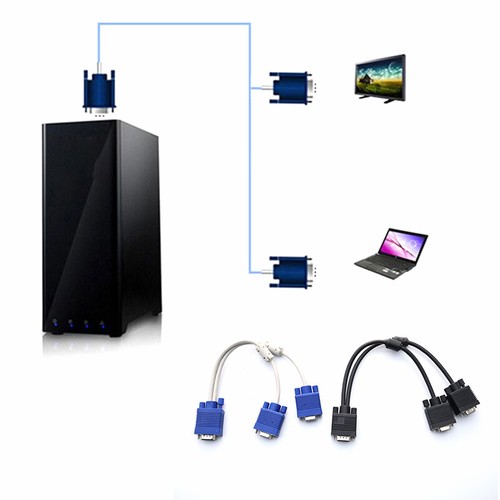 1 Pcs VGA Splitter Cable Computer to 