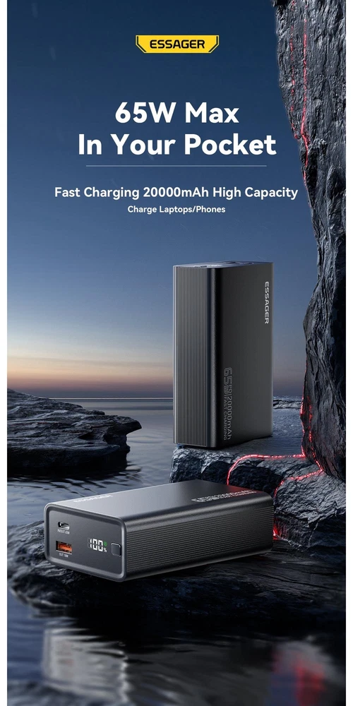 Power Bank 20000mah Mobile Phone Plastic Medium Black 2-usb 5v Backup 65w Power Bank 20000mah Mobile Phone Plastic Medium Black 2-usb 5v Backup 65w