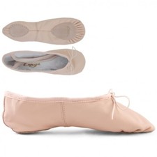 New Womens Capezio Leather Cobra Split Sole Ballet Shoes Light Pink 2033 4 W