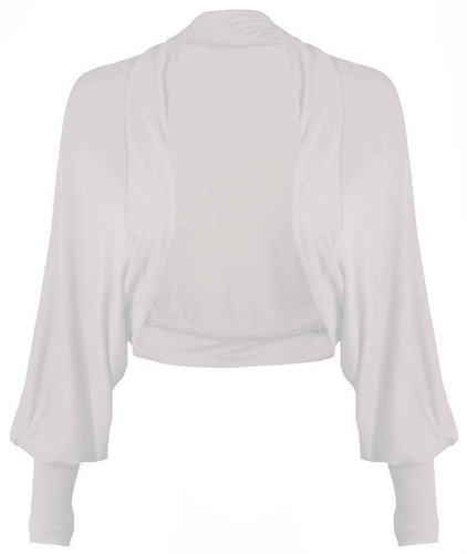 AS Ladies Long Batwing Sleeve Cropped Bolero Shrug Open Front Top Women Cardigan - Picture 6 of 13