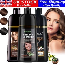 Black/Brown Hair Dye Shampoo，3 in 1 Hair Colour Shampoo for Gray Hair Coverage
