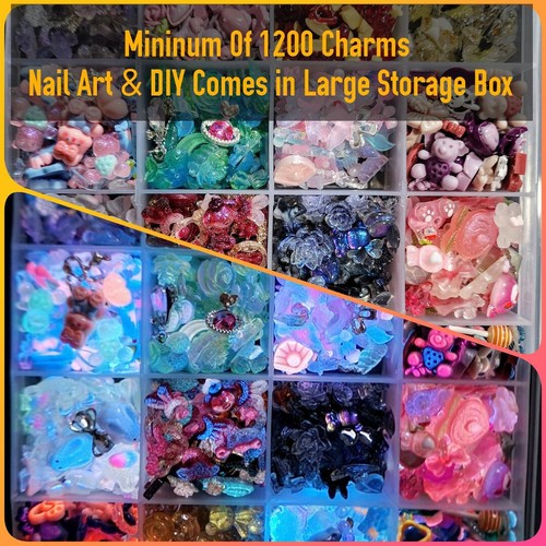 1200 Piezas Caja Mínima Grande HÁGALO USTED MISMO & DIJES ARTE EN UÑAS BRILLA ~ Uñas ~ Artesanía • HÁGALO USTED MISMO • RESINA - Imagen 2 de 6