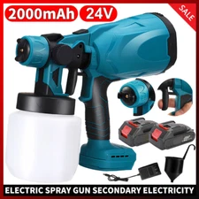 High Pressure Cordless Paint Sprayer Electric Airless HVLP Spray Gun +2 Battery