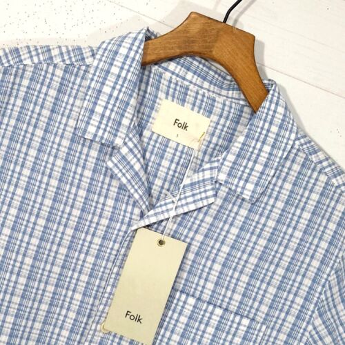 ⭐ Vêtements folkloriques SS chemise coupe régulière col cubain/camp taille 3 M 40" PRIX DE VENTE 125 £ - Photo 1 sur 13