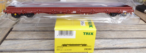 Trix 24344 H0 Schwerlastwagen Flachwagen mit Stahlborden Res DR Epoche 4 in OVP | Condition: Gebraucht