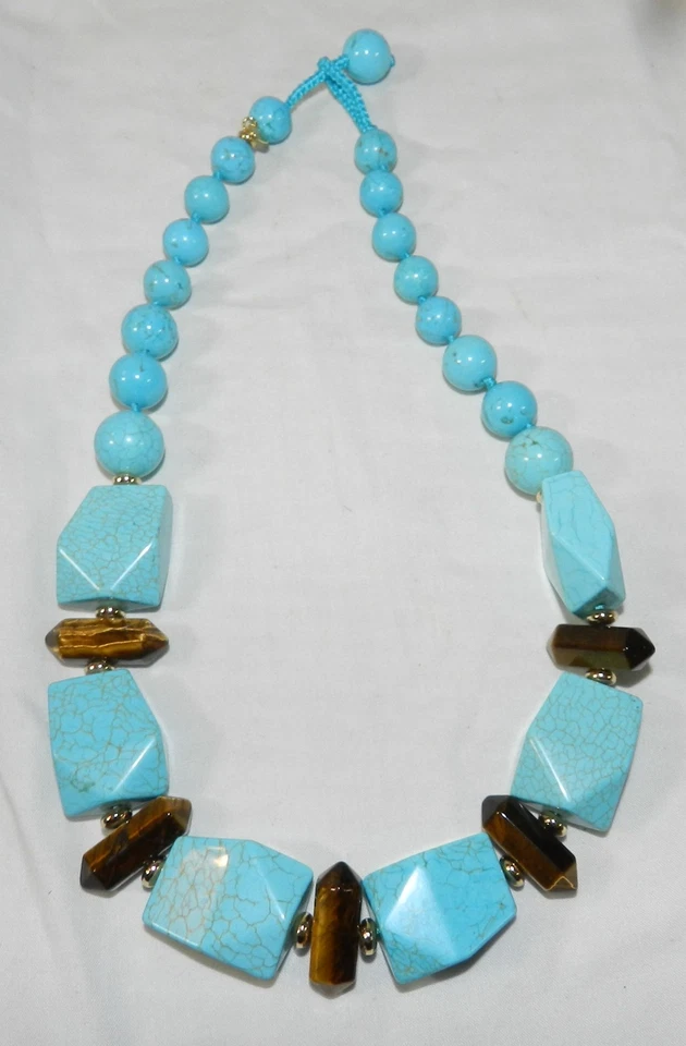 Nuevo con bolsa - Collar Lola Rosa Grueso Turquesa y Ojo de Tigre Foto 2 de 4