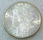 1897 S Morgan Silver Dollar AU/BU Frosty Bright Luster coin in saflip #B289
