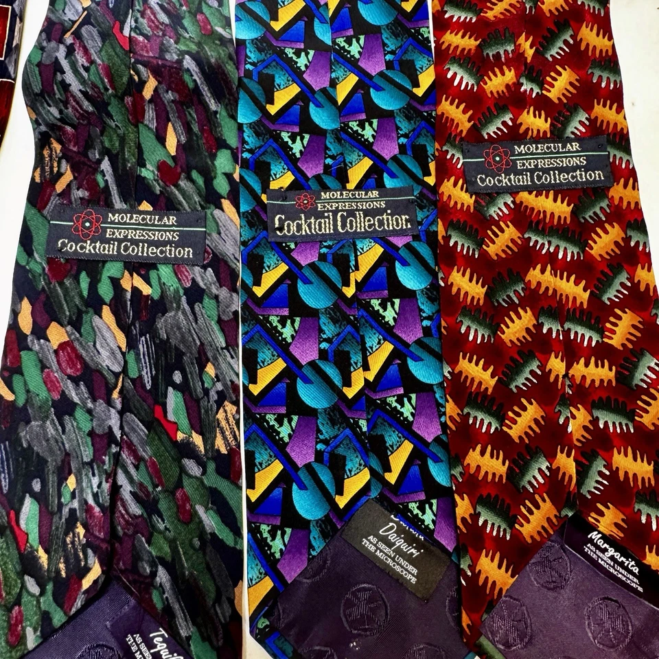 Lote De Colección De 7 Expresiones Moleculares Por Stonehenge Corbatas De Seda Colección Cóctel Foto 4 de 4