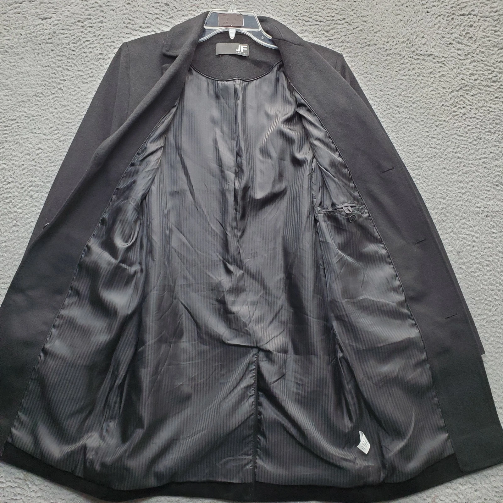 J. Ferrar Wool Trench Coat Mens Small Black Lined Notch Lapel Single Breasted image 10