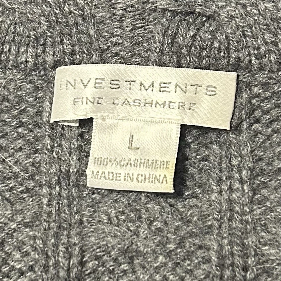 Chaqueta suéter gris de cachemir fino para mujer Investments talla L botón delantero cuello en V Foto 4 de 4