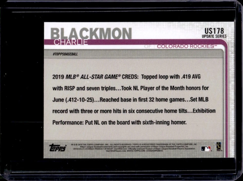 2019 Topps On-Demand Mini Charlie Blackmon Blue #5/10 Rockies - Image 2 of 2