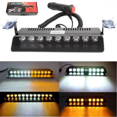 12 LED Car Emergency Warning Beacon Flash Light Bar Windshield Dash Hazard Lamp