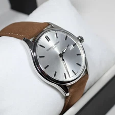 Frederique Constant Men's Silver Dial Brown Leather Strap Watch FC-220SS5B6