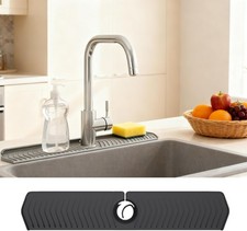 30 Inch Silicone Kitchen Sink Faucet Mat, Adjustable Waterproof Splash Guard Dra
