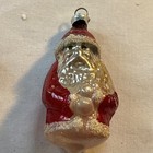 Vintage unsilvered hand painted Mercury Glass Santa West Germany Mica Flocked — photo 8