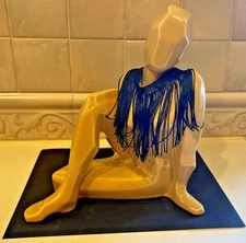 VINTAGE JARU MCM Pottery Cubist Sitting Nude Sculpture, California 1970s