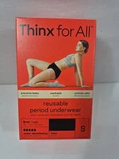 Thinx for All Reusable Period Underwear Brief Panties Small Black Super NEW