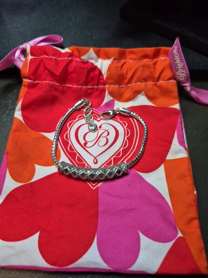 PULSERA FIRMADA BRIGHTON Triple Chapada Esterlina ESTILO PANAL Cristal Swarski:) Foto 2 de 4