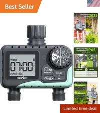 Customizable 2-Zone Water Timer for Garden with Flexible Scheduling & Rain Delay