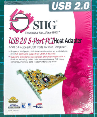SIIG USB 2.0 5-Port PCI Host Adapter Model US2245 MPN US2245 New Sealed