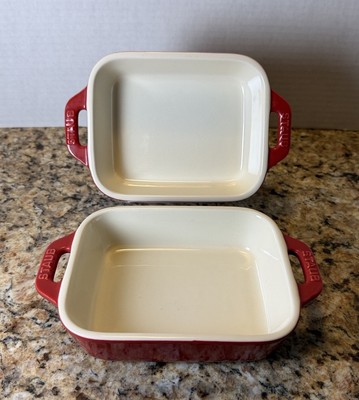 (2) Staub Stoneware Mini Individual Serving Rectangular Baking / Gratin Dishes