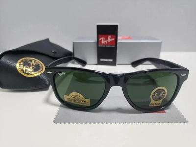 #ad Ray Ban RB2140 Sunglasses Wayfarer Classic Black Frame Glass Green Lens 50 mm $30.98