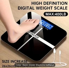 400LB Digital Bathroom Weight Scale – Rechargeable, HD Display & Temperature Bla