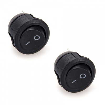 #ad 2x Round Rocker Switch Black ON OFF I O SPST Circular DC 12V 5A 10A 125V 250V AC $6.49