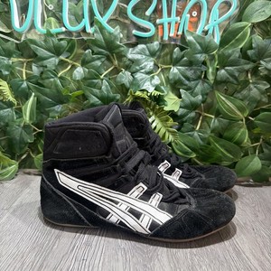 Vintage Asics JL204 Shoes Mens Size 9 Black Suede MMA Boxing Wrestling Sneakers