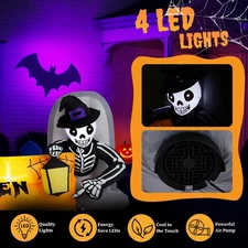 LEADZM  9.6ft Halloween Banner 4 White LED Lights Halloween Inflatable Decoratio