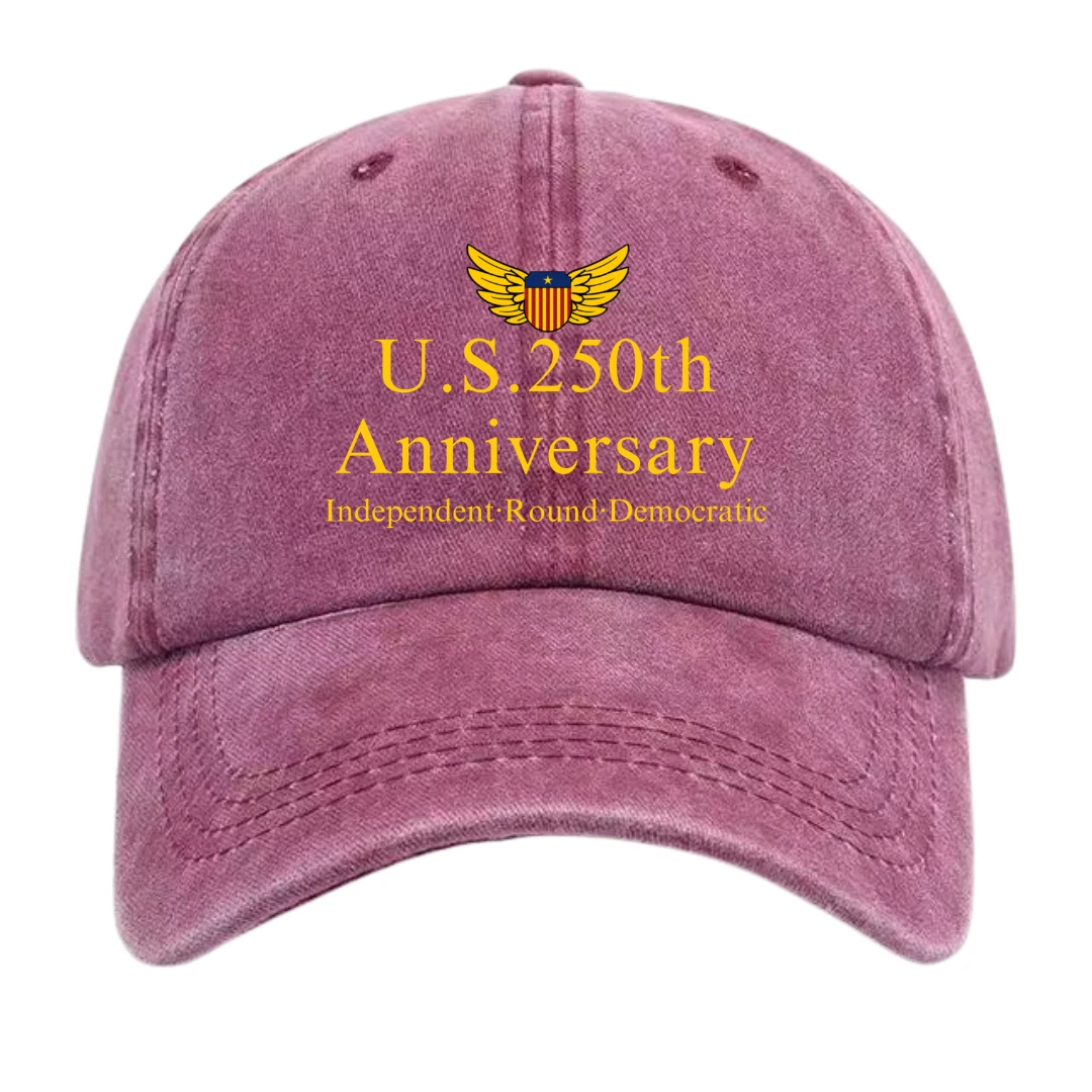 US 250th Anniversary Baseball Cap - Independence Patriotic Washed Denim Cap